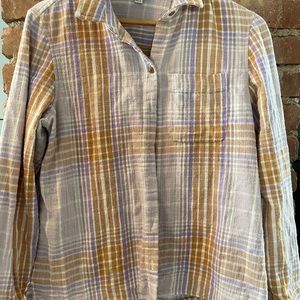 LLBean women’s flannel shirt, signature collection, pretty spring colors, sz L